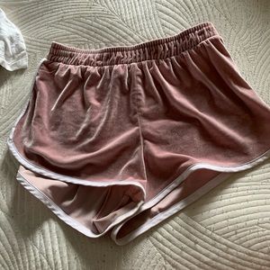 pink velvet shorts
